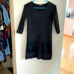 Grey and black dress with Leather pockets